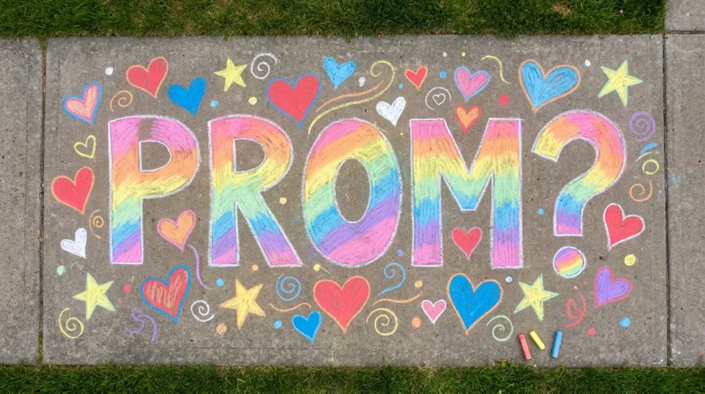 Promposal Ideas That Will Get a Big "Yes!" (2026) 5 chalk art drawing spelling prom 202605120730 6a0290e1b7cfd