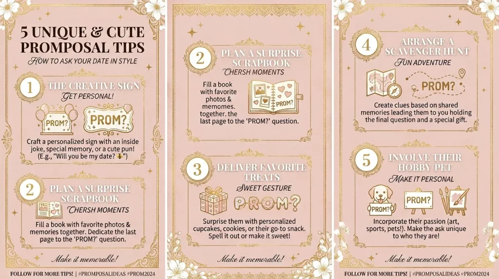 Promposal Ideas That Will Get a Big "Yes!" (2026) 8 graphic listing promposal tips 202605120737 6a0292739cb30