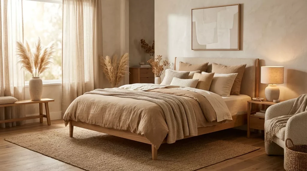 15 Tan Bedroom Ideas That Feel Warm and Cozy 4 tan bedroom interior cozy decor 202605130125 6a038cc03e940 1