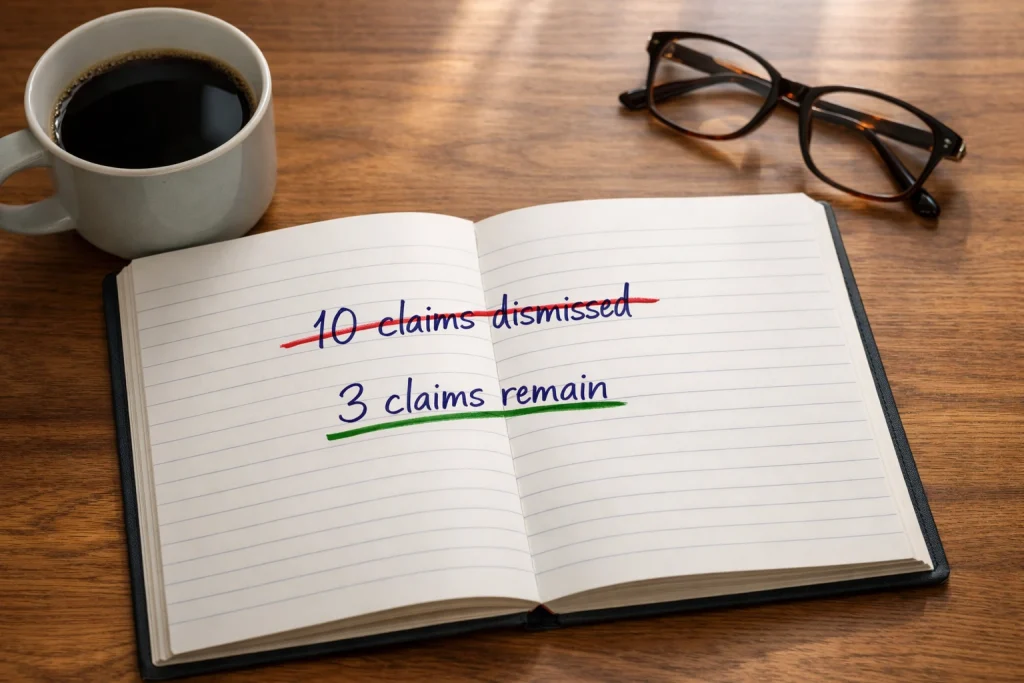 10 claims dismissed
