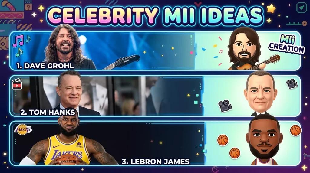 Mii Ideas: 100+ Creative Character Designs & Tips 6 celebrity mii comparison ideas 202605121112 6a02c4bd6f9ae 1