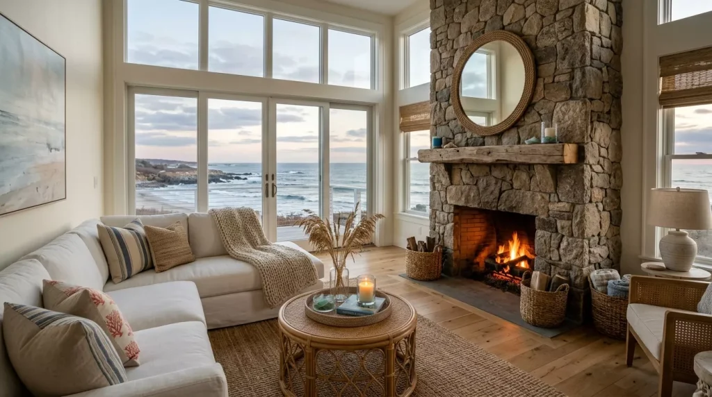 Coastal Living Room Ideas to Bring the Beach Home 8 coastal living room stone fireplace 202605221108 6a0ff2fe222fc