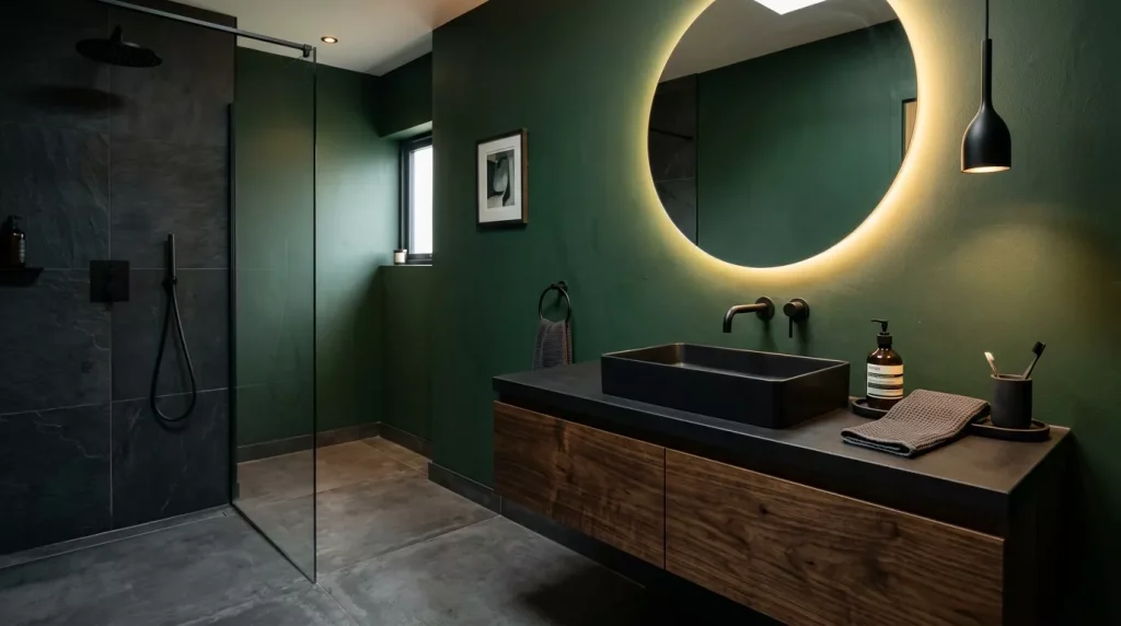 dark bathroom deep green walls 202605272200 6a172366ab73d