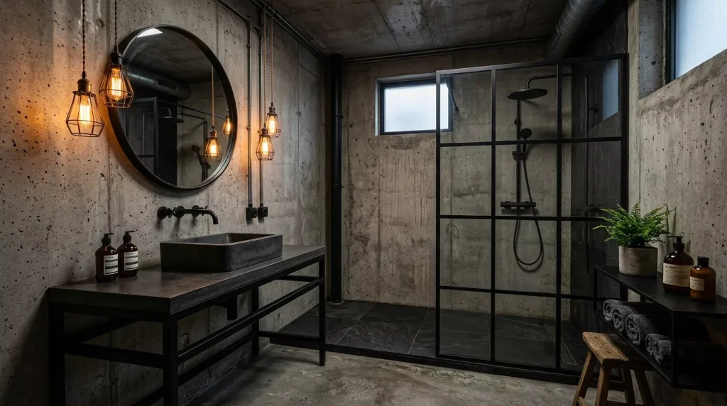 industrial dark bathroom design 202605272200 6a17235f8735c