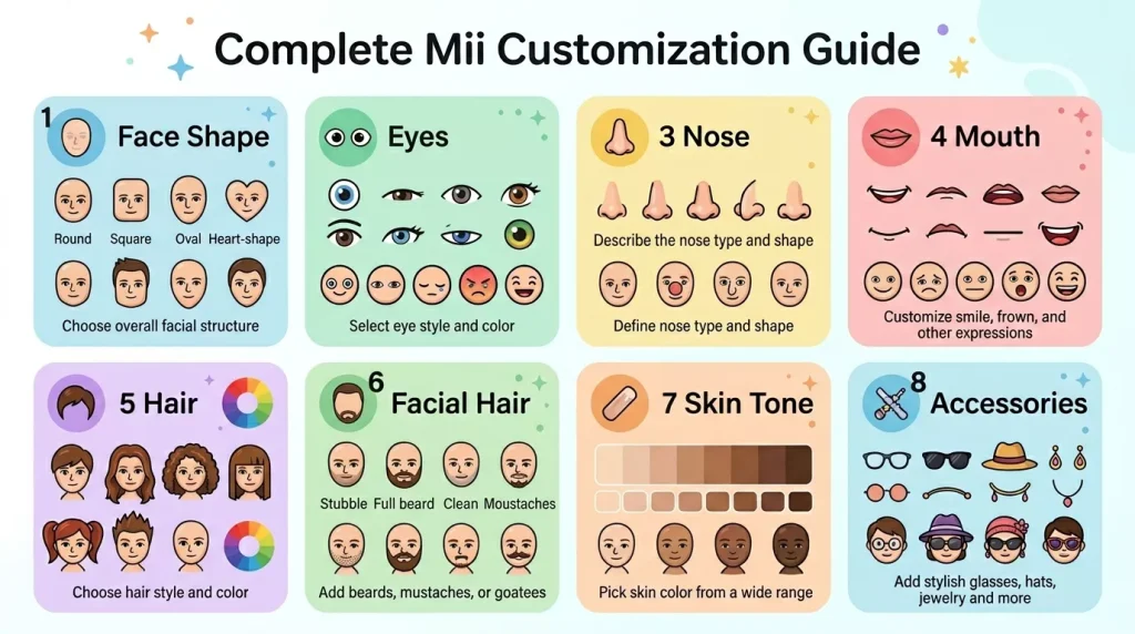 Mii Ideas: 100+ Creative Character Designs & Tips 7 mii customization categories inf 202605121105 6a02c36898f47 1
