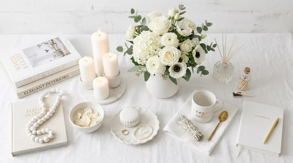 All White Home Decor Ideas: Style Every Room Right 11 all white home decor flat lay 202606121508 6a2bdaf05800f