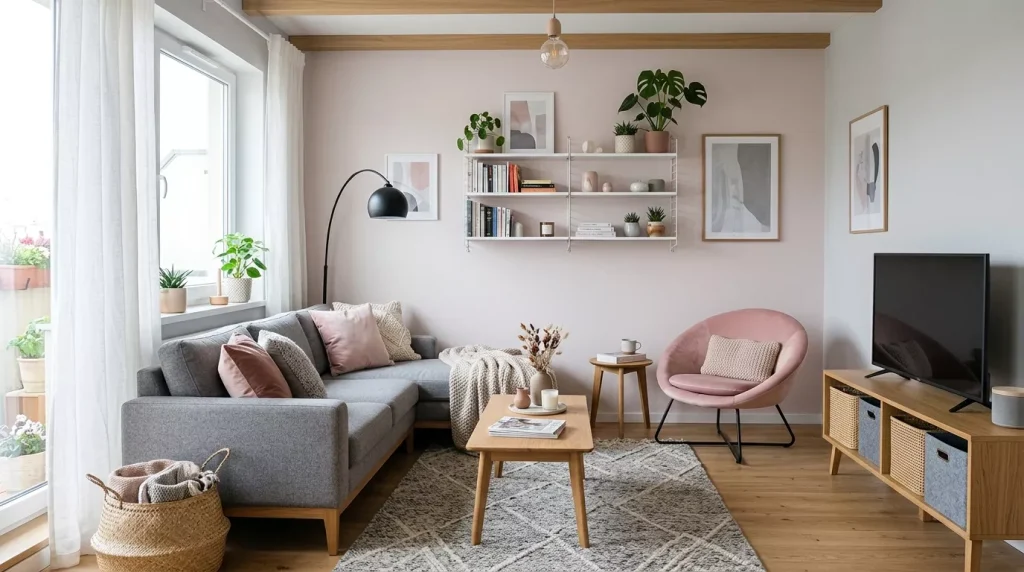 apartment living room pink grey 202606162313 6a3192f29f1f8