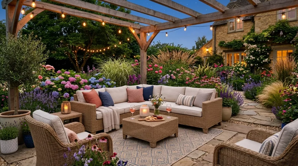 Garden Decoration Ideas to Transform Your Outdoor Space 10 backyard lounge with rattan furn 202606062350 6a246c6153ec4