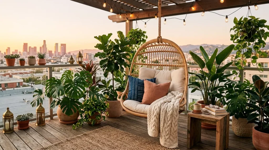 balcony garden with egg chair 202606292325 6a42b8c4de3f9