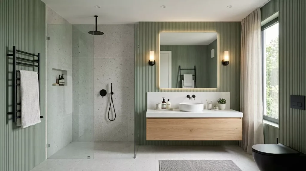 bathroom with sage green panels 202606062259 6a2460181cdeb
