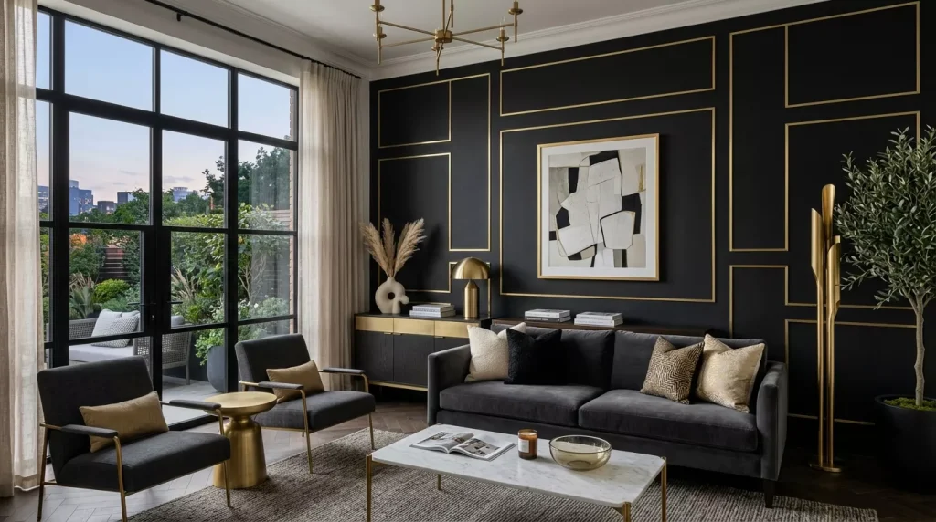 black accent wall gold trim 202606091534 6a27ecacf385b