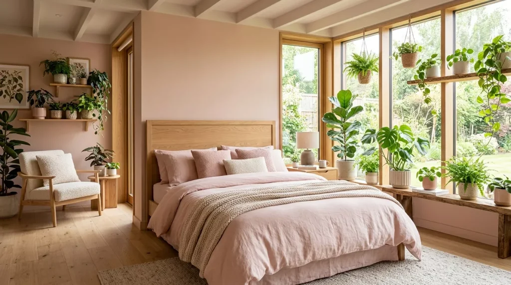 Blush Pink Bedroom Aesthetic Ideas for a Dream Space 2 blush pink bedroom with plants 202606162355 6a319c5d4b453