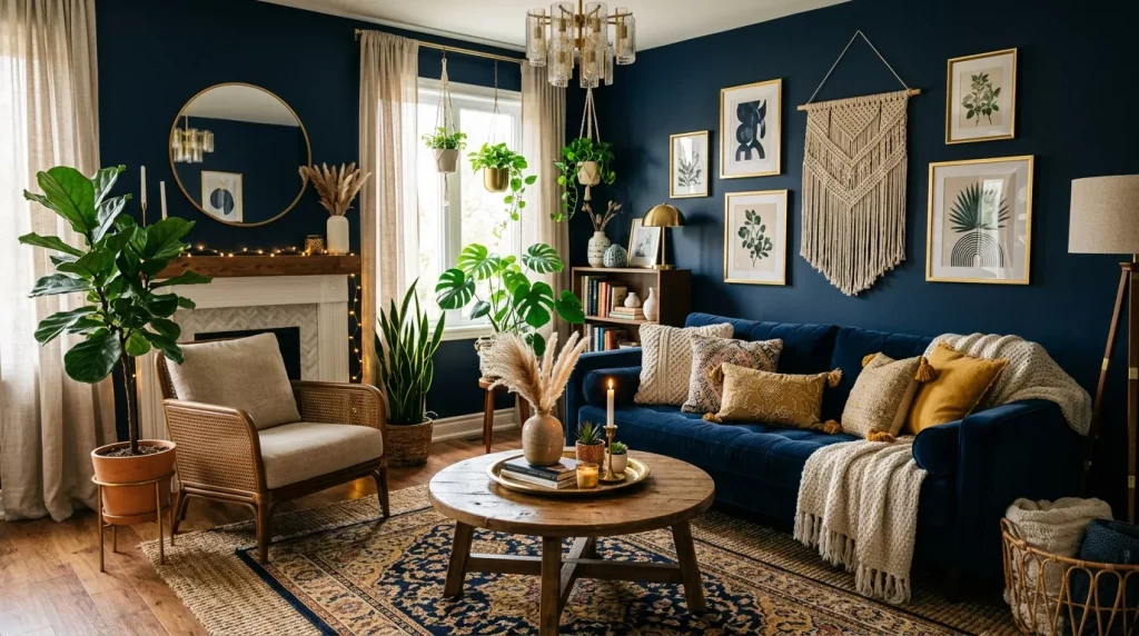 boho living room navy gold 202606131547 6a2d3595e6699