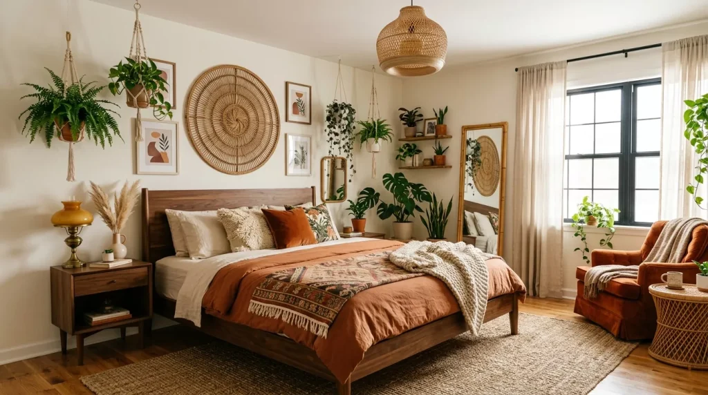 Mid-Century Modern Bedroom Ideas to Transform Your Spacee 13 boho mid century modern bedroom 202606091551 6a27f078a0785