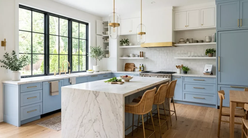 Two Tone Kitchen Cabinet Ideas That Wow Every Time 15 bright kitchen with blue cabinets 202606292303 6a42b37c9f3d5 1