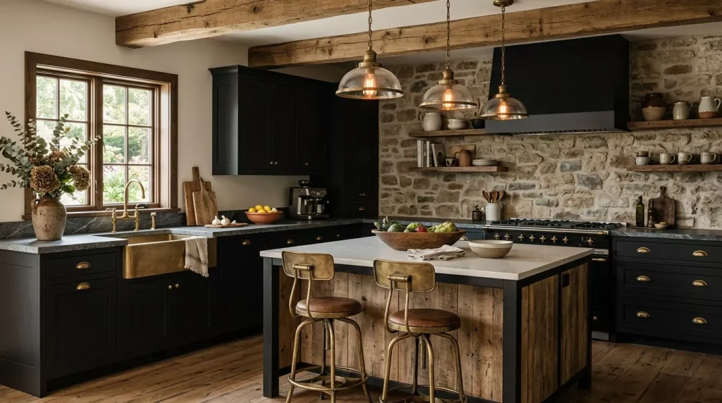 chic rustic modern kitchen black 202606252231 6a3d66399b5b3