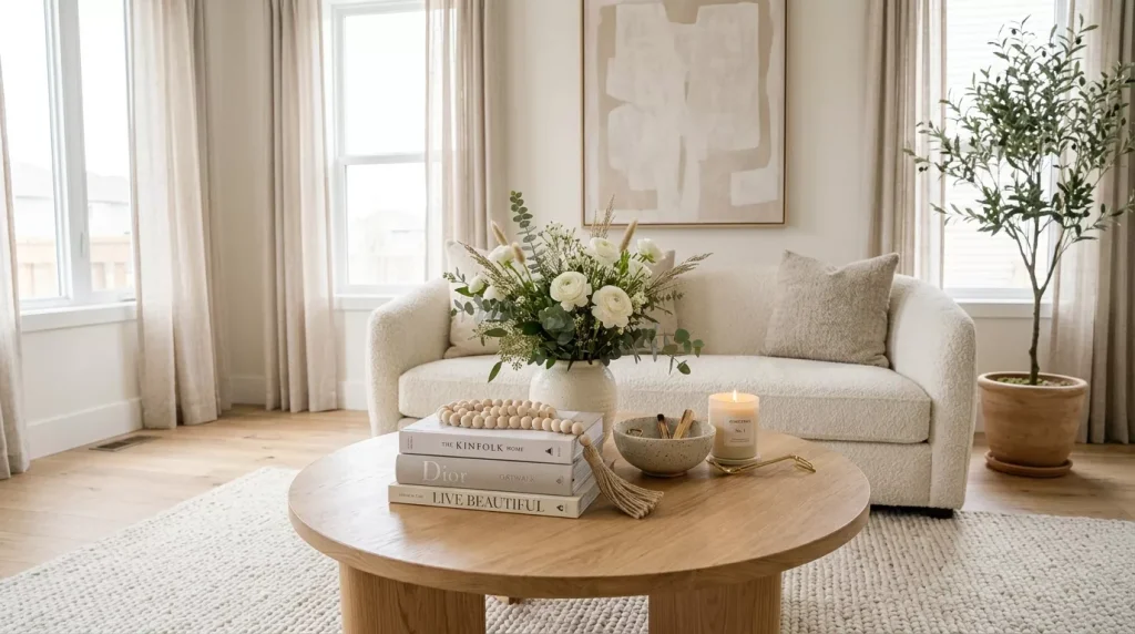 Coffee Table Styling Ideas for Your Living Room 7 coffee table with books flowers 202606272213 6a4004fd19749
