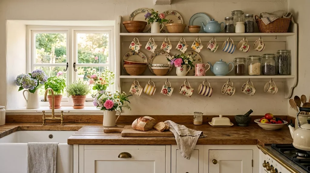 Open Shelving Kitchen Ideas for a Stylish Space 4 cottage kitchen with vintage cer 202606262323 6a3ec3f22d8da