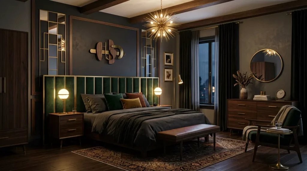 Mid-Century Modern Bedroom Ideas to Transform Your Spacee 5 dark walnut bedroom brass accents 202606091551 6a27f0773a63b