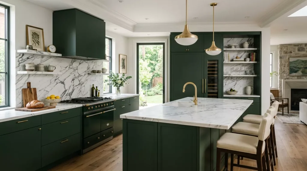 Flat Front Cabinet Ideas for a Modern Kitchen 11 designer kitchen dark green cabi 202606282324 6a416718c53f8