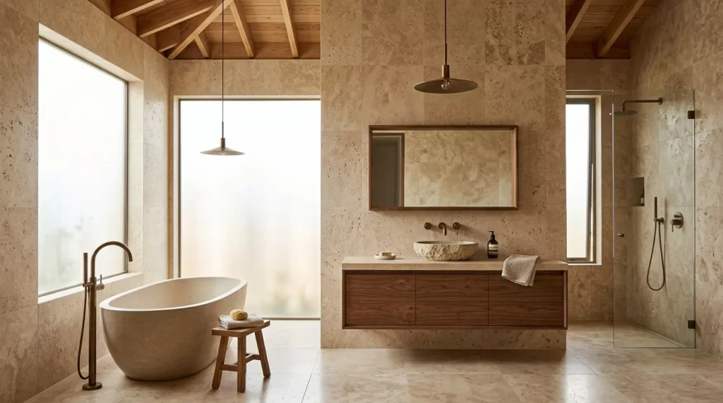 earthy bathroom with travertine 202606172248 6a32de23cedd7