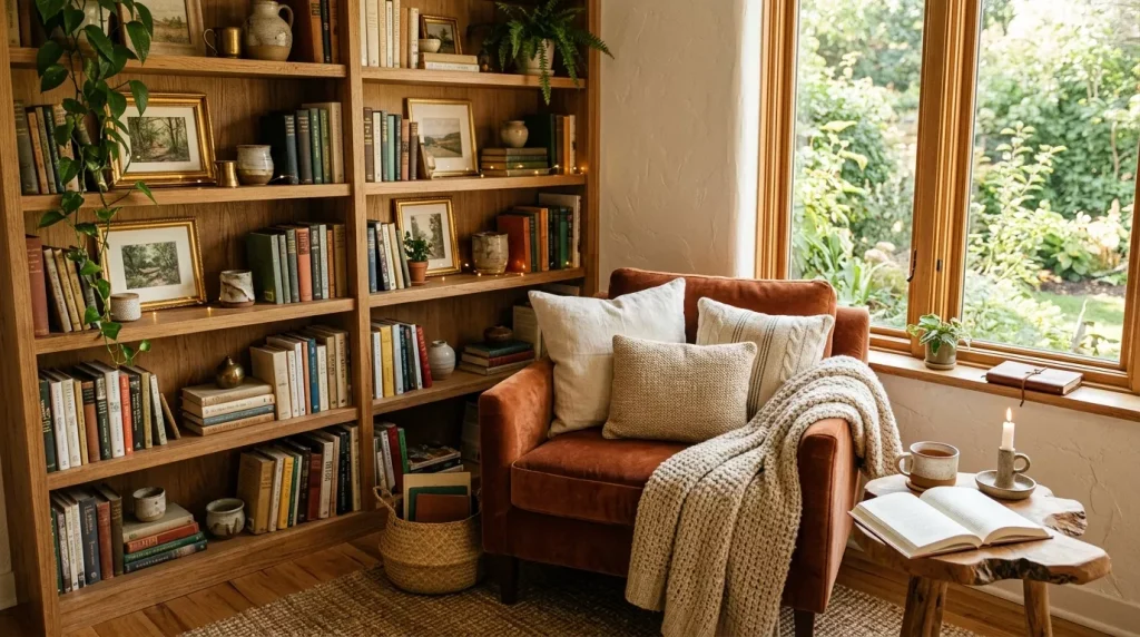 earthy reading nook rust armchair 202606131904 6a2d63dbdf6e9