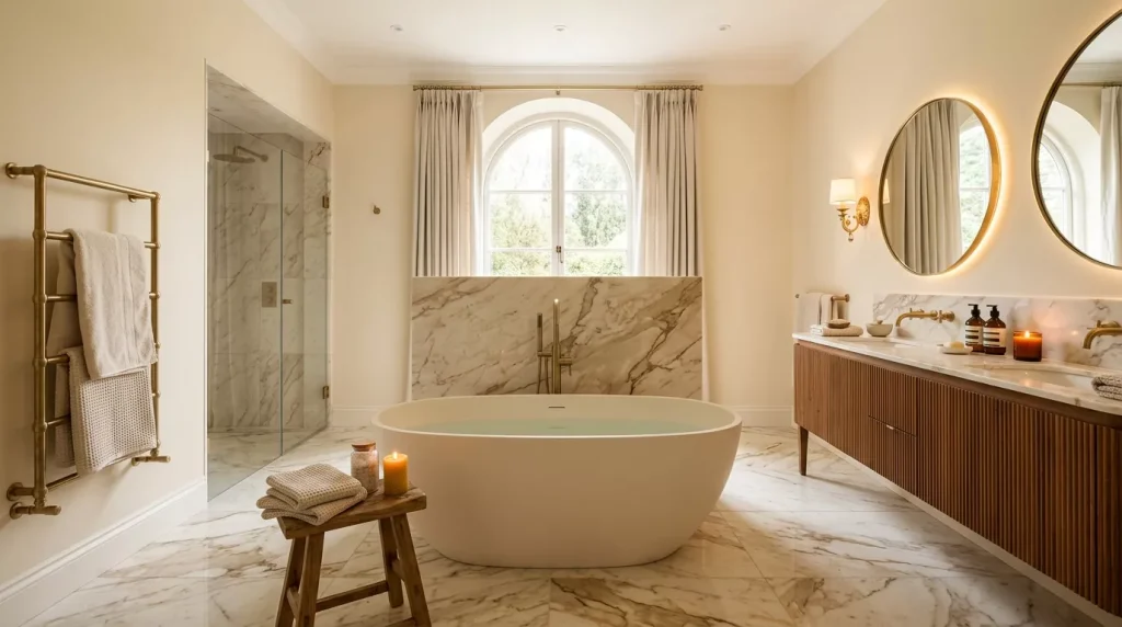 Caramel & Cream Home Decor Ideas for Every Room 2 elegant bathroom caramel cream t 202606181934 1 6a3402183f81d