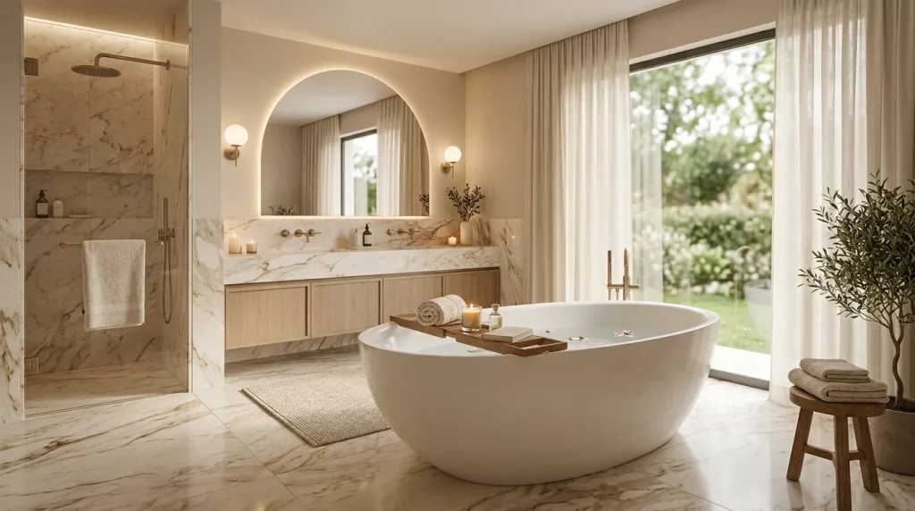 Caramel & Cream Home Decor Ideas for Every Room 6 elegant bathroom caramel cream t 202606181934 6a340209e3581