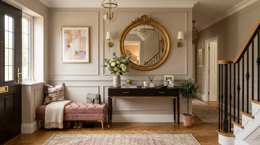 Dusty Rose Home Decor Ideas to Elevate Every Room 5 entryway decorated dusty rose bench 202606162337 6a31983e398b6