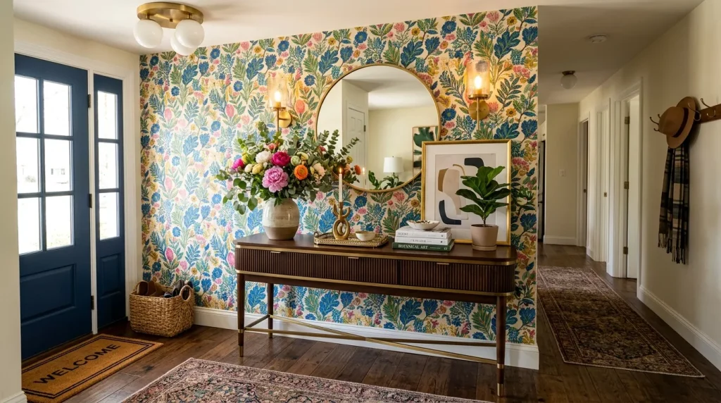 entryway with colorful wallpaper 202606192335 6a358c3535e5c
