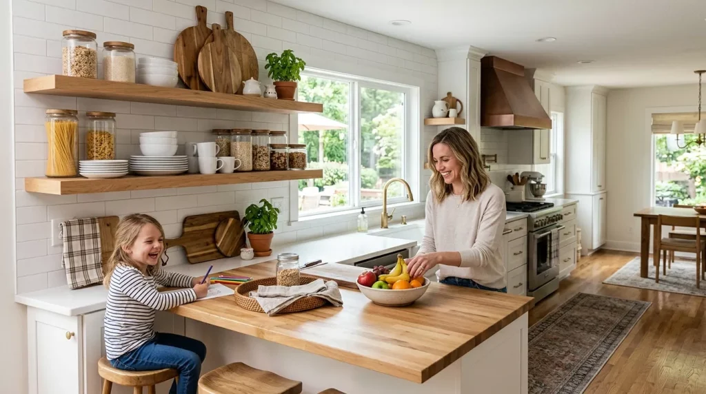 Open Shelving Kitchen Ideas for a Stylish Space 6 family kitchen with floating she 202606262324 6a3ec3efc3683