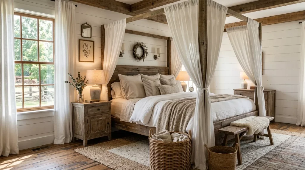 farmhouse bedroom with canopy bed 202606031630 6a2010591c22c
