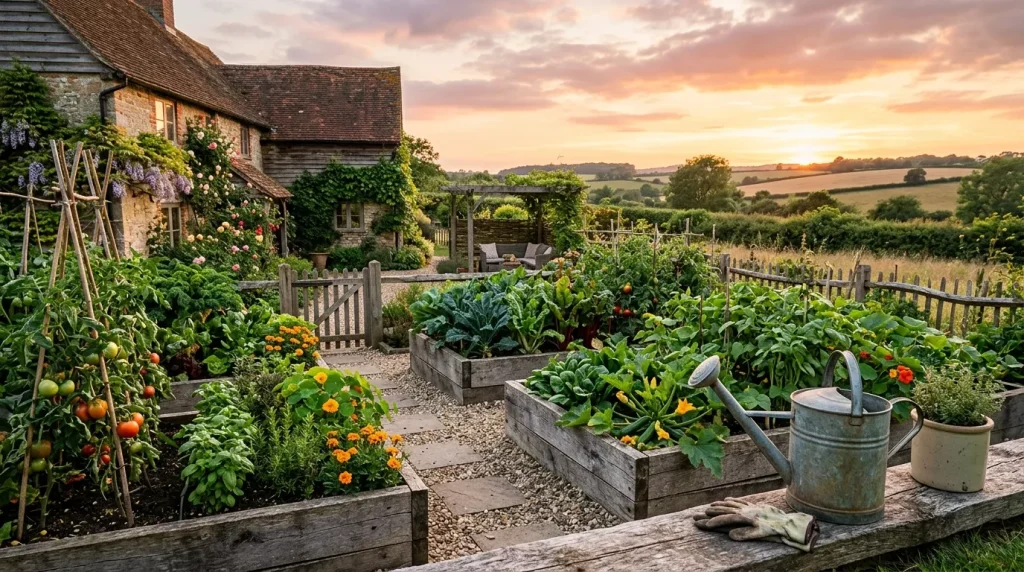 Raised Garden Bed Ideas for Every Yard & Budget 6 farmhouse garden with raised beds 202606180026 6a32f51e523b9