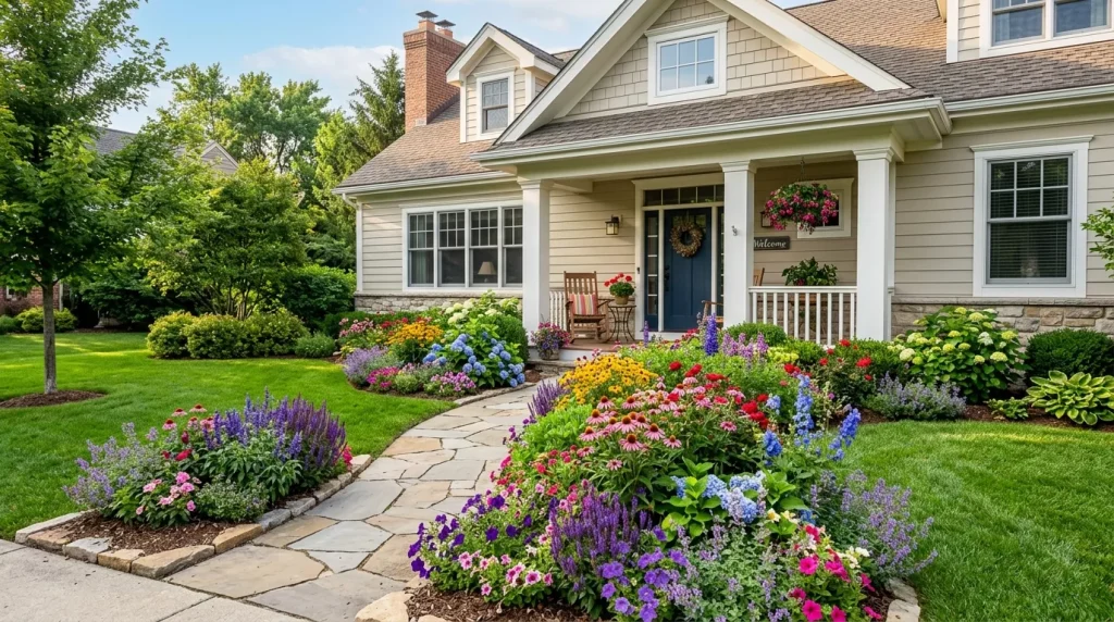 Front Yard Landscaping Ideas to Boost Curb Appeal 7 flower beds overflowing colorful 202606091842 6a2819020c1dd