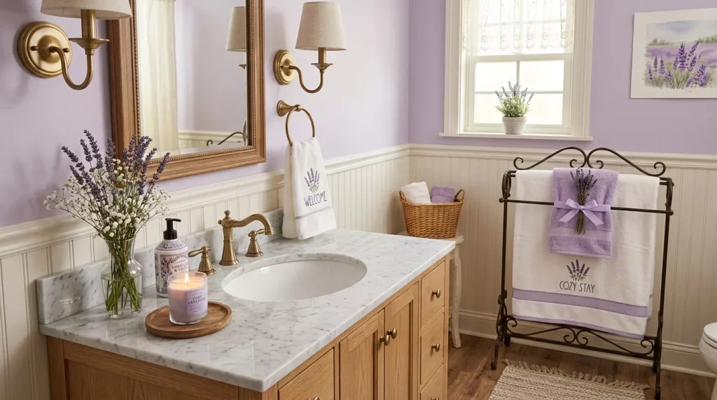 Lavender Bathroom Decor: Ideas & Inspiration 3 guest bathroom with lavender theme 202606132249 6a2d986fee01d