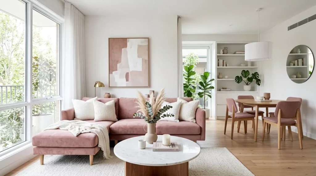 Dusty Rose Home Decor Ideas to Elevate Every Room 8 home interior dusty rose white 202606162337 6a31983b7eb26