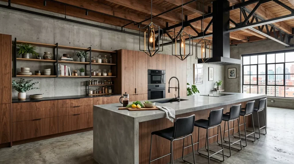 Flat Front Cabinet Ideas for a Modern Kitchen 10 industrial modern kitchen flat c 202606282324 6a41671935cb3