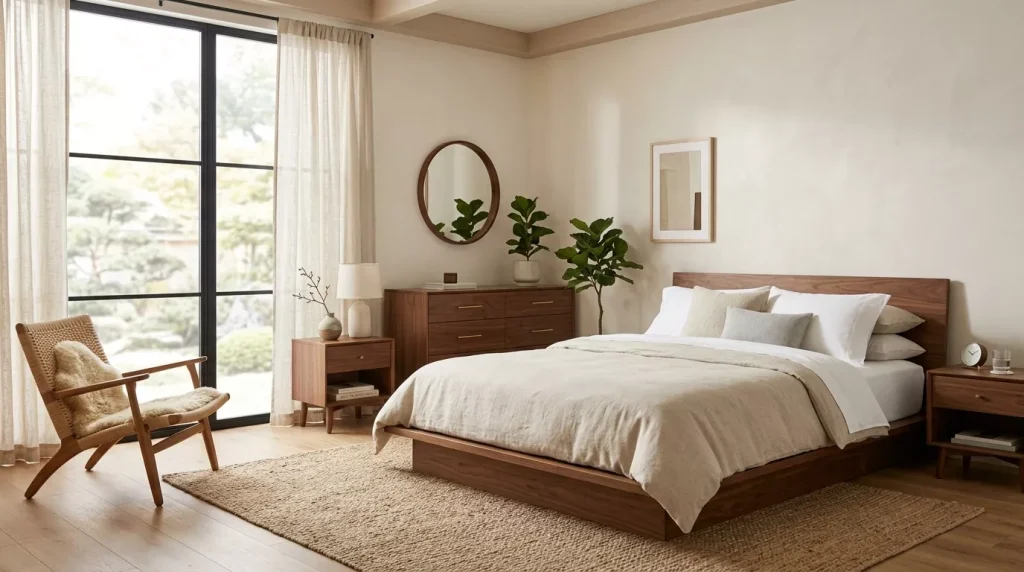 Mid-Century Modern Bedroom Ideas to Transform Your Spacee 6 japandi mid century modern bedroom 202606091550 6a27f075dc60b