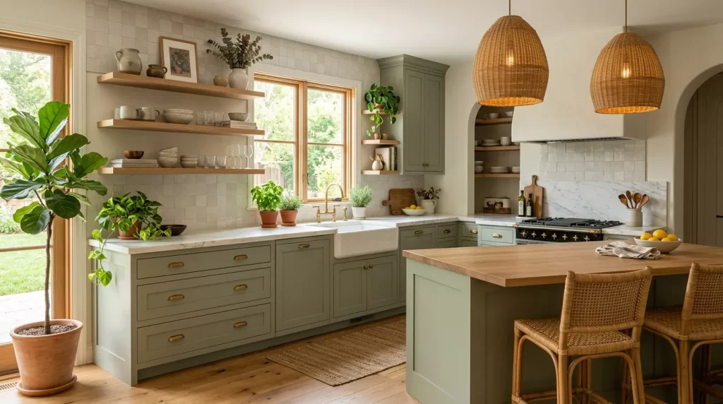 kitchen with green cabinets oak 202607010007 6a441456590fc