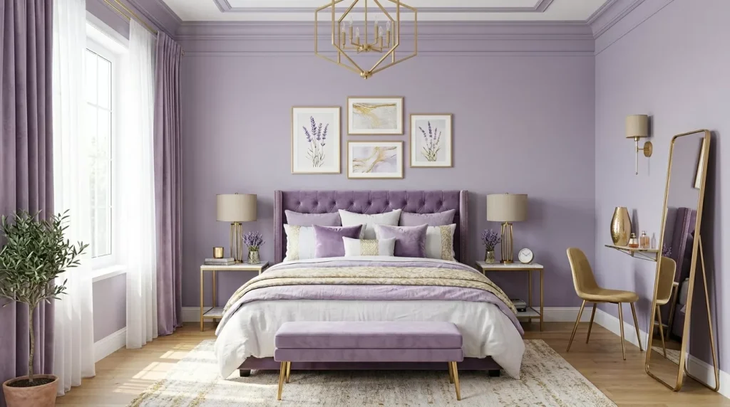 Lavender Bedroom Decor Ideas for a Calming Retreat 8 lavender bedroom with gold decor 202606200018 6a35966477270