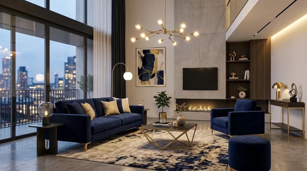 Terracotta Living Room Ideas: Cozy & Stylish Decor 13 living room navy blue furniture 202606131546 6a2d35933920a