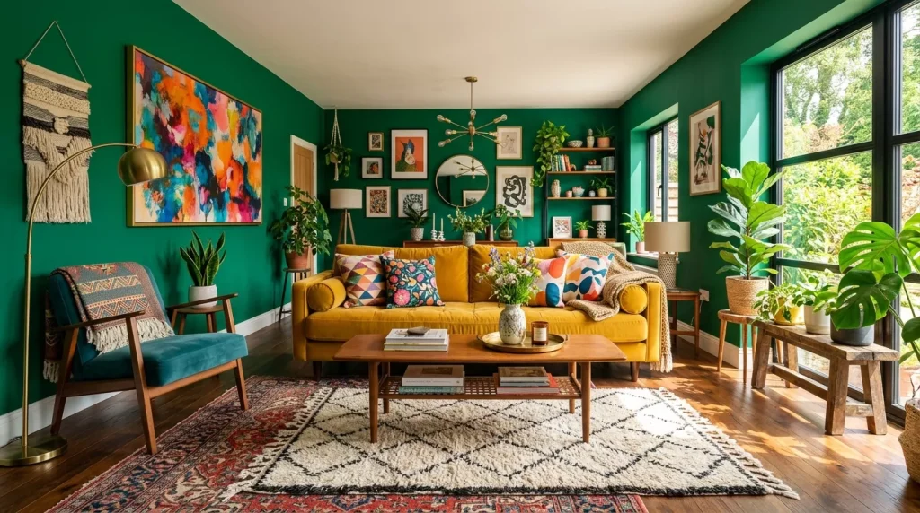 living room with green walls 202606192335 6a358c3296104