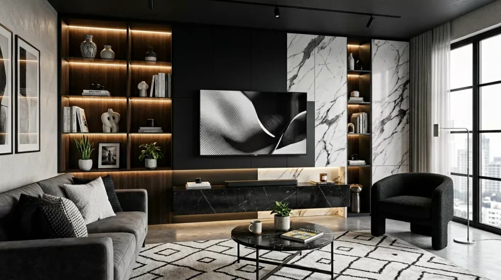 Black & White Living Room Decor Ideas & Inspiration 4 living room with tv wall 202606172130 6a32cbaf6fa4a