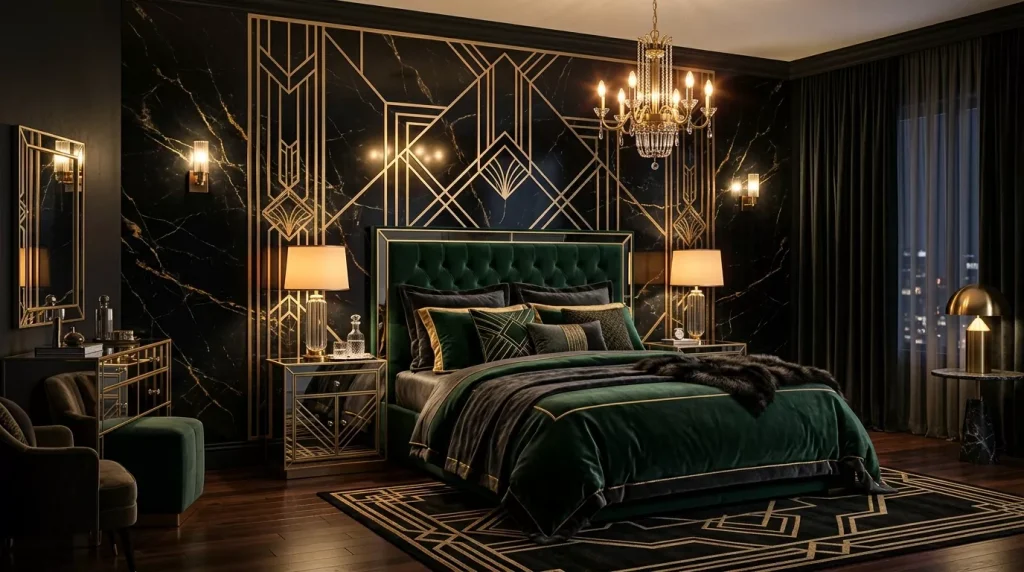 Art Deco Bedroom Decor: Glamorous Design Ideas 9 luxury art deco bedroom black 202606062220 6a24572ca4bdb