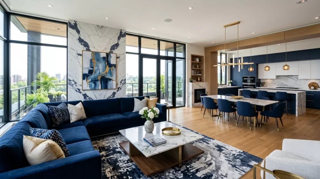 Navy Blue Home Decor Ideas: Bold & Elegant 14 luxury home navy blue decor 202606141804 6a2ea70f0d901