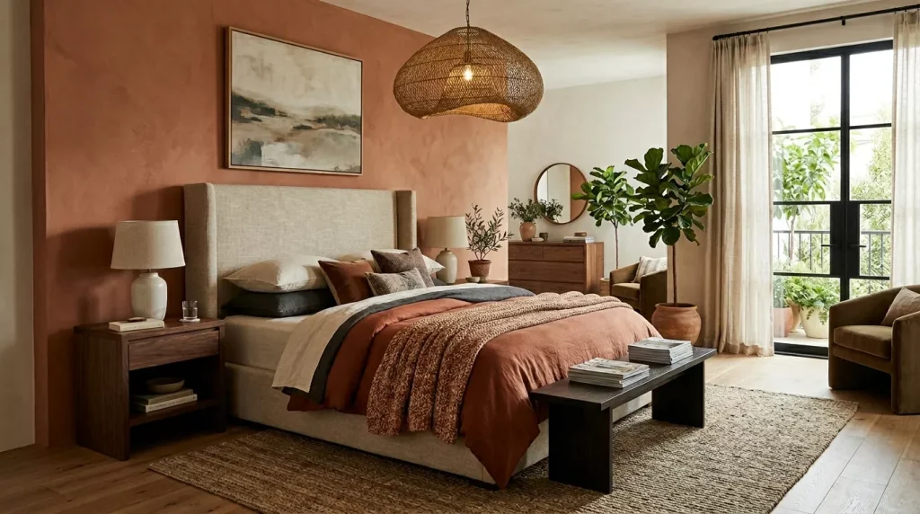master bedroom terracotta walls bed 202606172224 6a32d876c5fe3