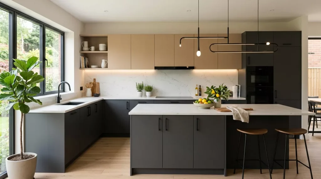 Two Tone Kitchen Cabinet Ideas That Wow Every Time 3 modern designer kitchen with warm 202606292302 6a42b38c2e606 1