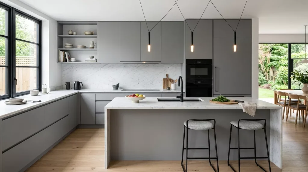 Flat Front Cabinet Ideas for a Modern Kitchen 5 modern gray kitchen cabinets cou 202606282325 6a41671e7b4bc