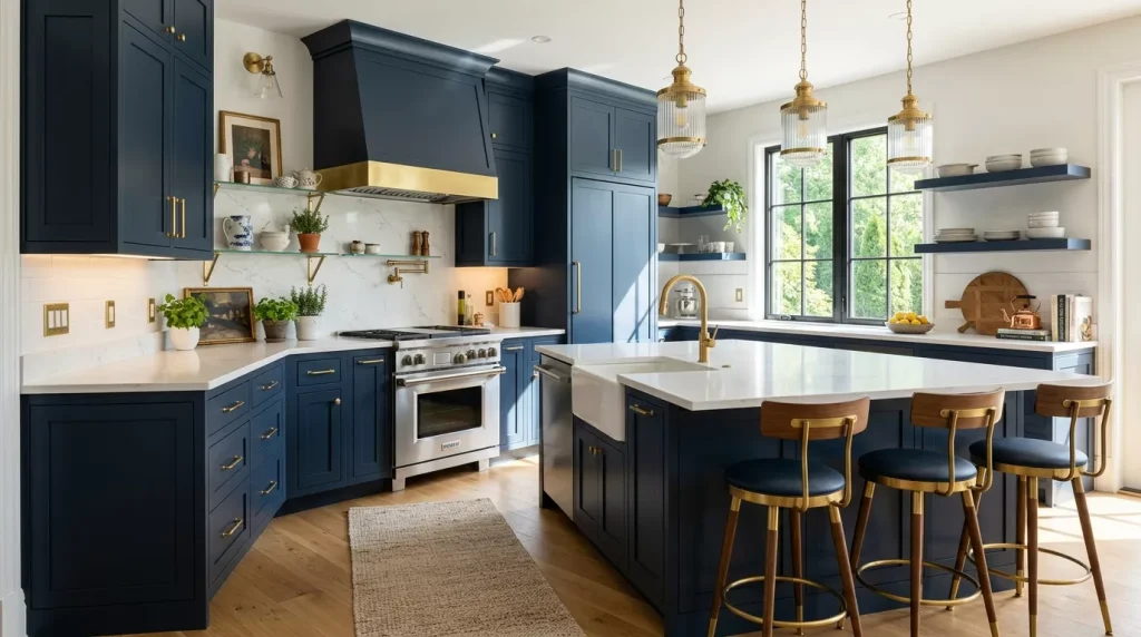 Navy Blue Home Decor Ideas: Bold & Elegant 4 modern kitchen navy blue cabinets 202606141803 6a2ea70cb87b7
