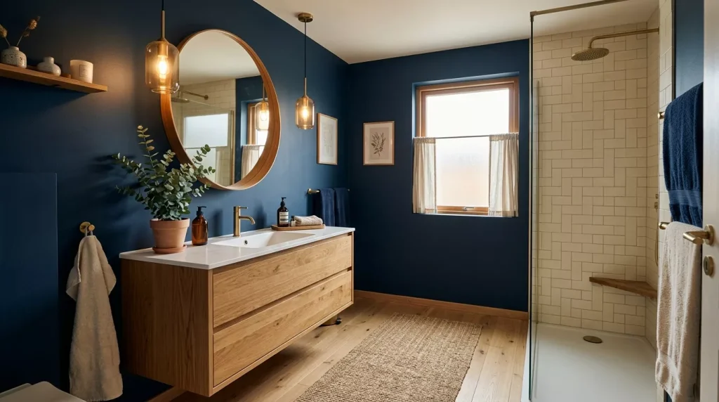 Navy Blue Bathroom Ideas to Elevate Your Space 7 navy bathroom warm wood accents 202606081723 1 6a26b49cc045a